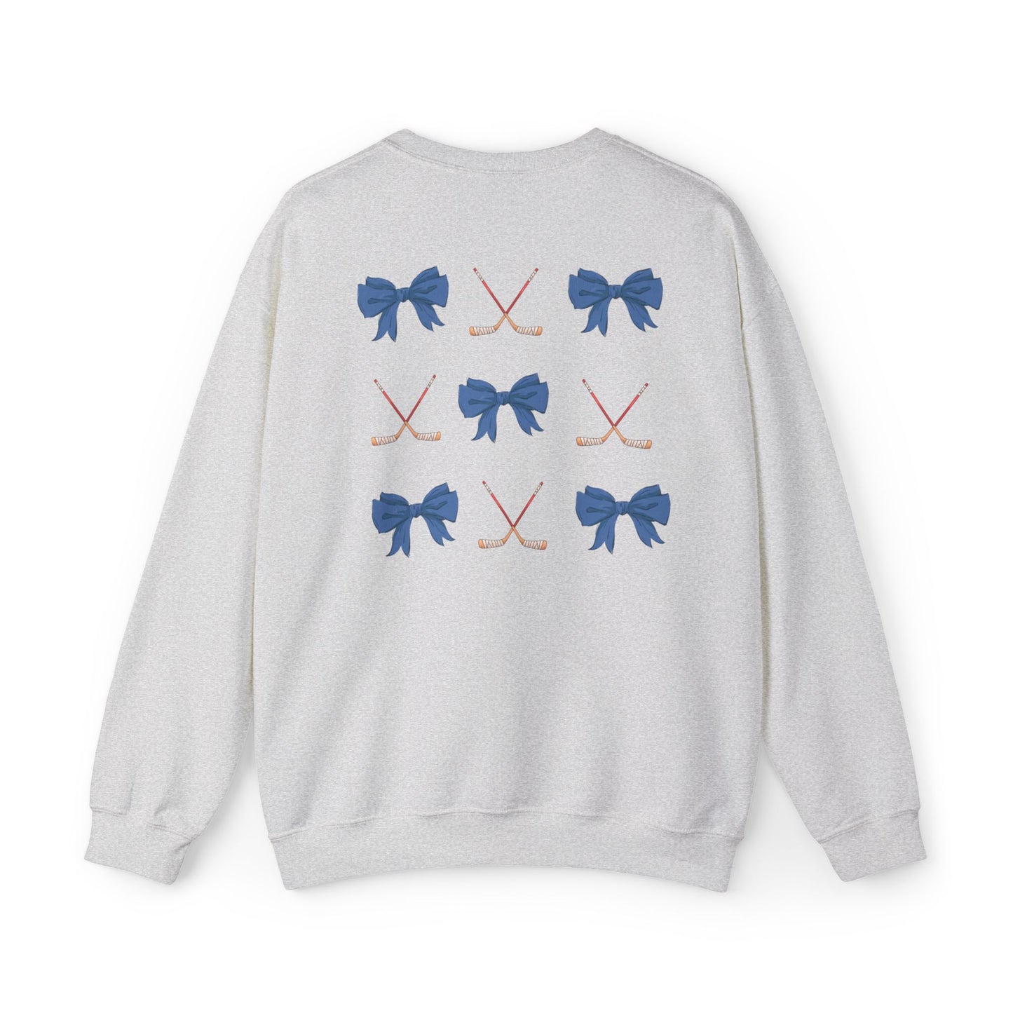 Hockey Mom Sweatshirt: Girly Bows and Crossed Sticks Design